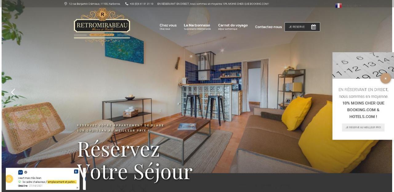 Retromirabeau "Cote Mer" - 29M2 - Lumineux - Terrasse Loggia - Vue Marina - Parking Securise - 2 A 3 Pers - Emplacement Top - Cheques Vacances Connect Gruissan Exteriör bild